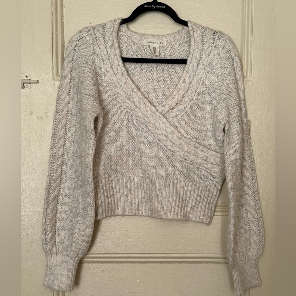 NWOT Braided V-Neck Cable Knit Sweater